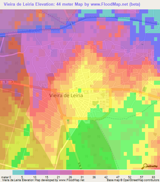 Vieira de Leiria,Portugal Elevation Map