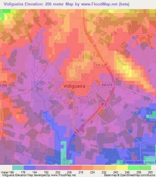 Vidigueira,Portugal Elevation Map