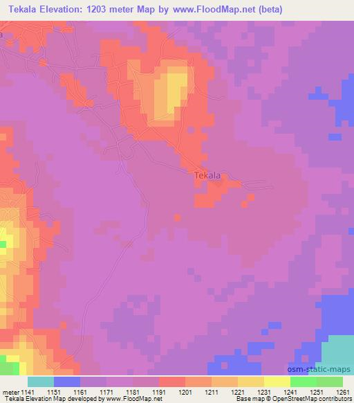 Tekala,Uganda Elevation Map