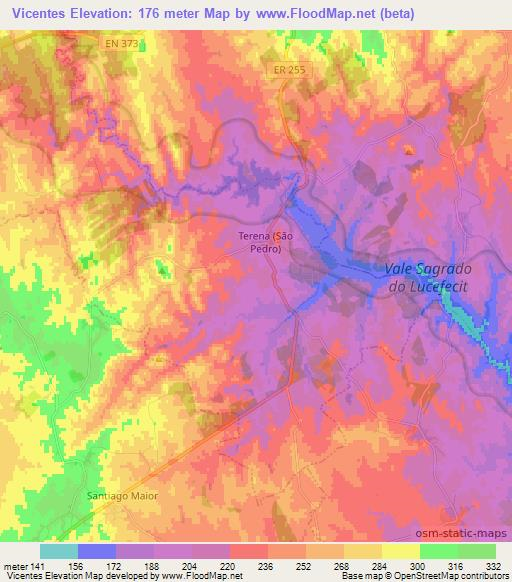 Vicentes,Portugal Elevation Map