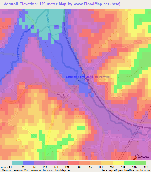 Vermoil,Portugal Elevation Map