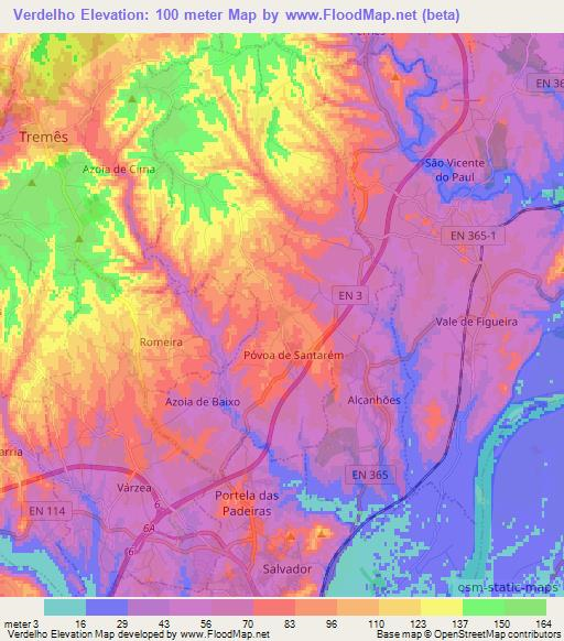Verdelho,Portugal Elevation Map
