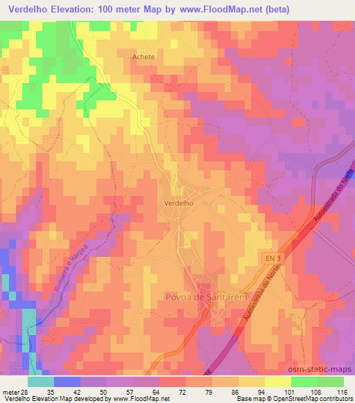 Verdelho,Portugal Elevation Map