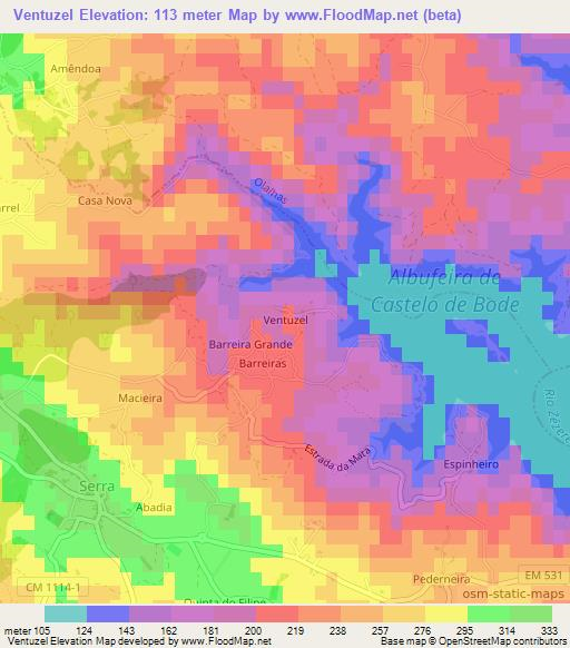 Ventuzel,Portugal Elevation Map