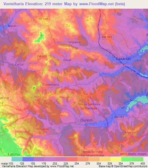 Ventelharia,Portugal Elevation Map