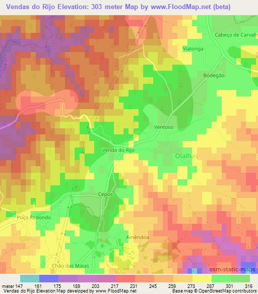 Vendas do Rijo,Portugal Elevation Map