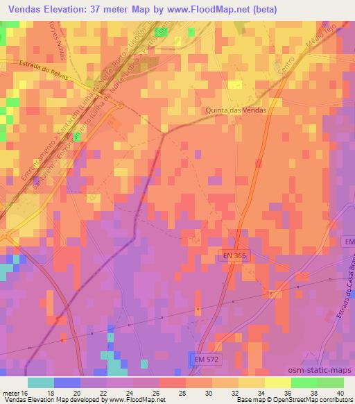 Vendas,Portugal Elevation Map