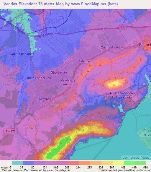 Vendas,Portugal Elevation Map