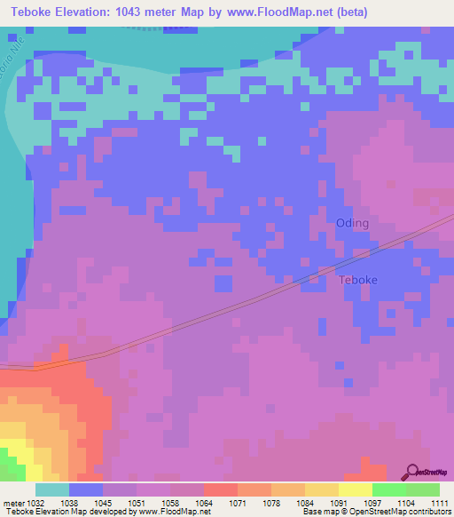 Teboke,Uganda Elevation Map
