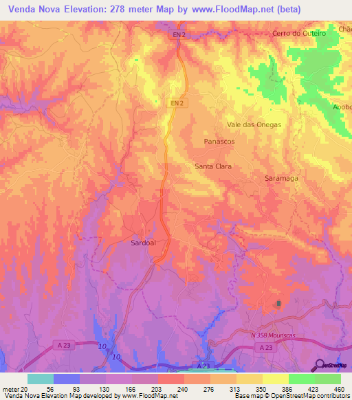 Venda Nova,Portugal Elevation Map