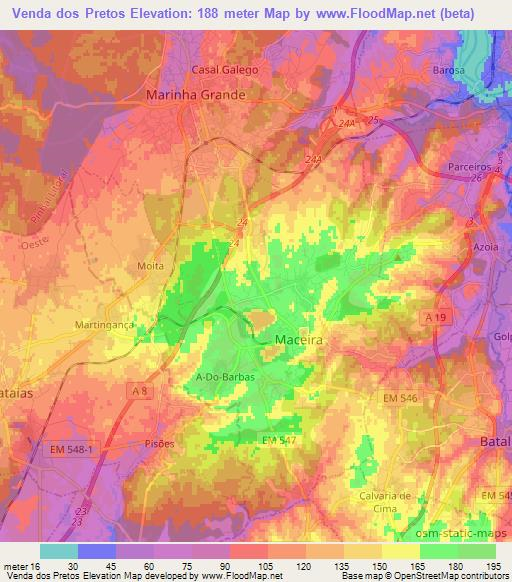Venda dos Pretos,Portugal Elevation Map