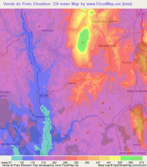 Venda do Preto,Portugal Elevation Map