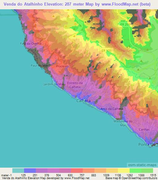 Venda do Atalhinho,Portugal Elevation Map