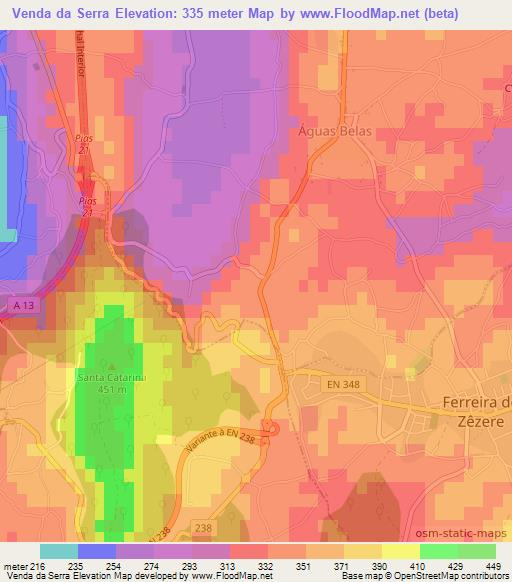 Venda da Serra,Portugal Elevation Map