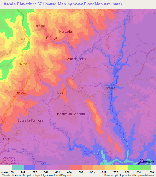 Venda,Portugal Elevation Map
