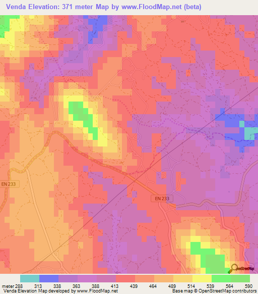 Venda,Portugal Elevation Map