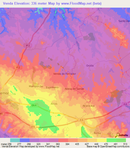 Venda,Portugal Elevation Map