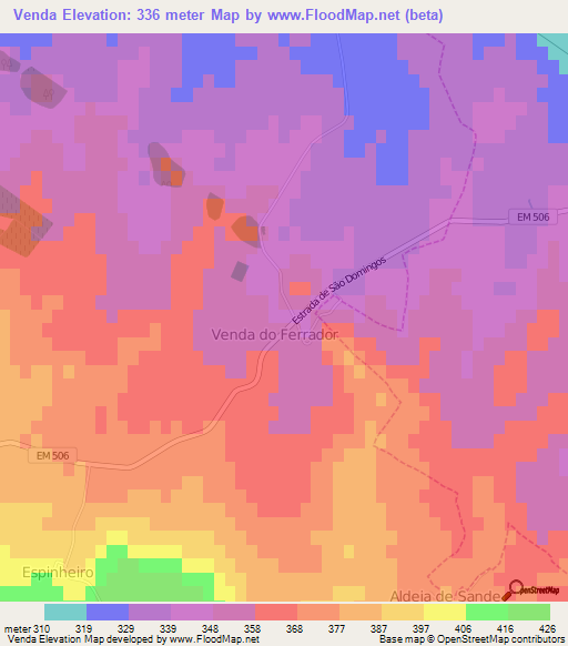 Venda,Portugal Elevation Map