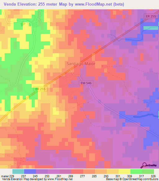 Venda,Portugal Elevation Map