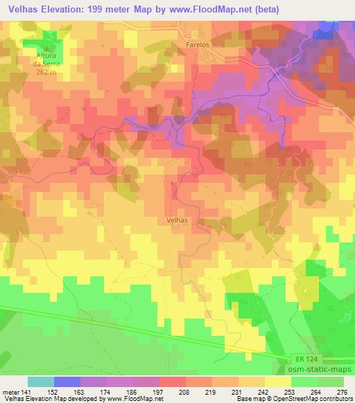 Velhas,Portugal Elevation Map