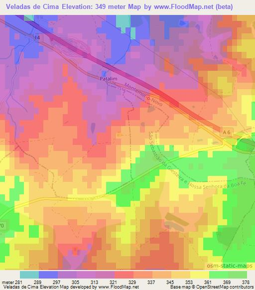Veladas de Cima,Portugal Elevation Map