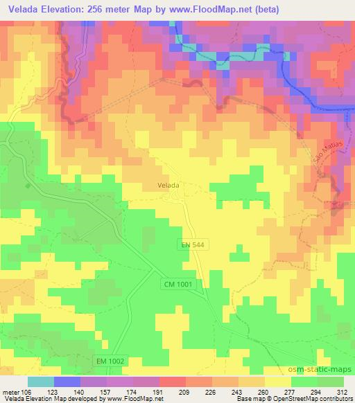 Velada,Portugal Elevation Map