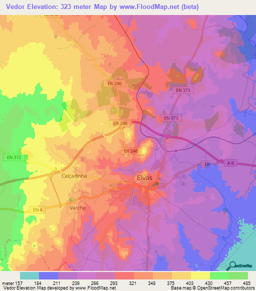 Vedor,Portugal Elevation Map