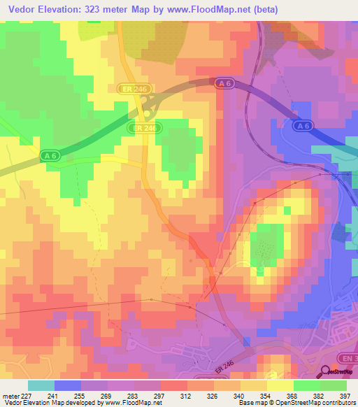 Vedor,Portugal Elevation Map