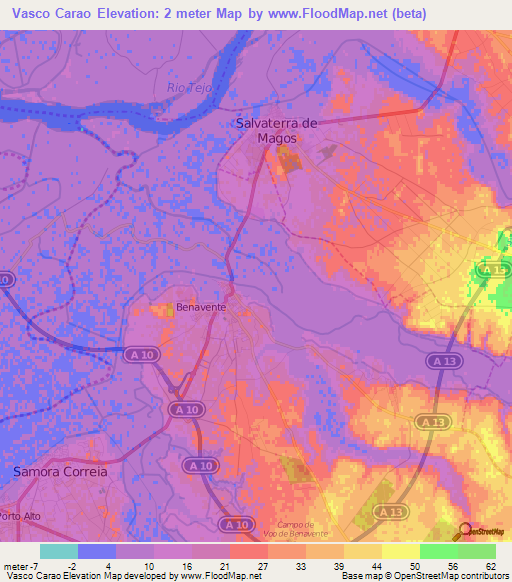 Vasco Carao,Portugal Elevation Map