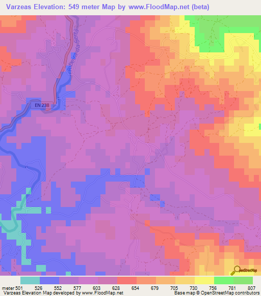 Varzeas,Portugal Elevation Map