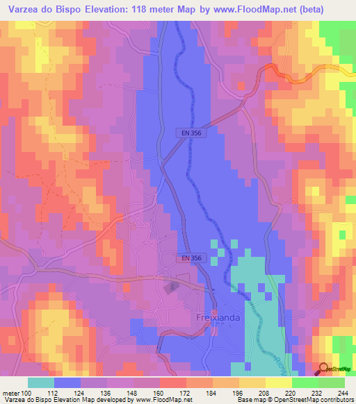 Varzea do Bispo,Portugal Elevation Map