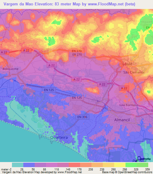 Vargem da Mao,Portugal Elevation Map