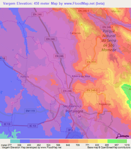 Vargem,Portugal Elevation Map