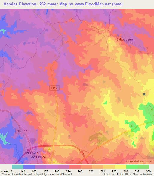 Varelas,Portugal Elevation Map