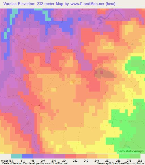 Varelas,Portugal Elevation Map