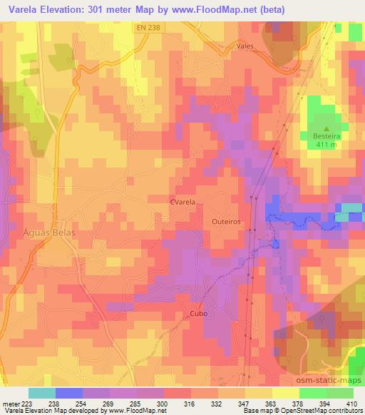 Varela,Portugal Elevation Map