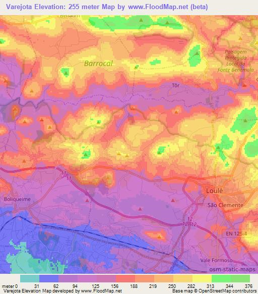 Varejota,Portugal Elevation Map