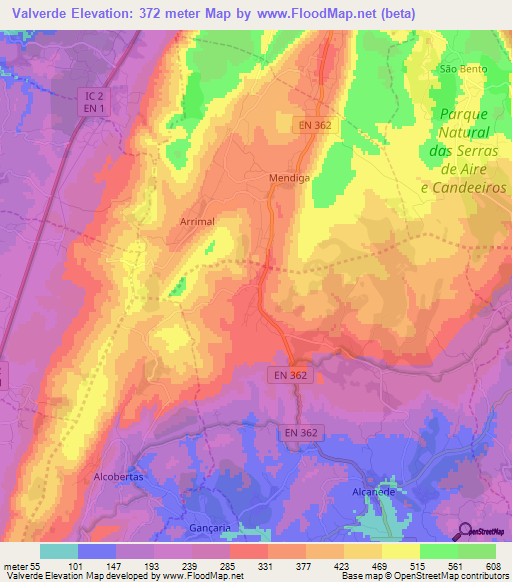 Valverde,Portugal Elevation Map