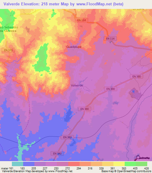 Valverde,Portugal Elevation Map
