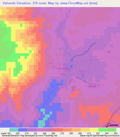 Valverde,Portugal Elevation Map