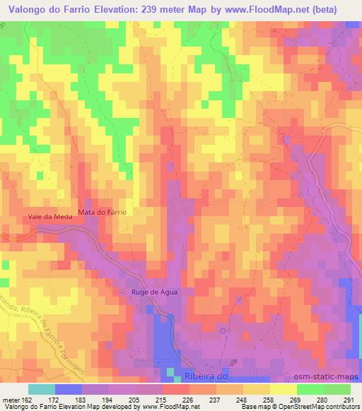 Valongo do Farrio,Portugal Elevation Map