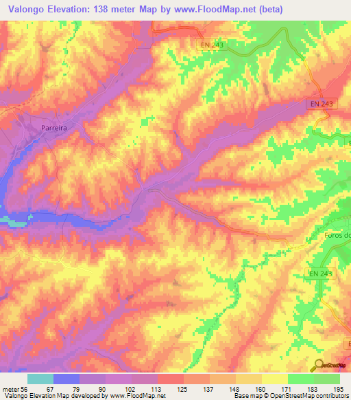 Valongo,Portugal Elevation Map