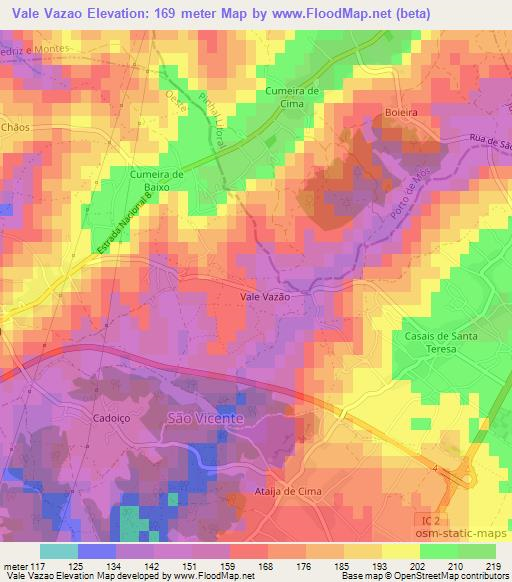 Vale Vazao,Portugal Elevation Map