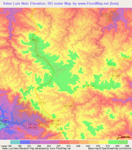 Vales Luis Neto,Portugal Elevation Map