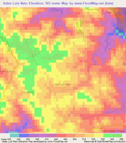 Vales Luis Neto,Portugal Elevation Map