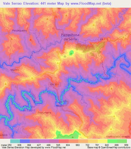 Vale Serrao,Portugal Elevation Map