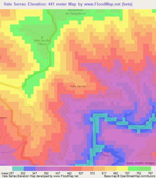 Vale Serrao,Portugal Elevation Map
