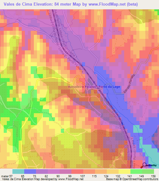 Vales de Cima,Portugal Elevation Map