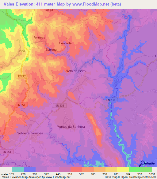 Vales,Portugal Elevation Map