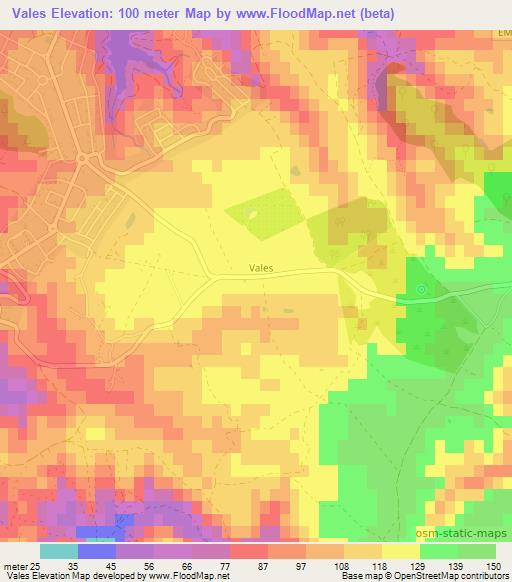 Vales,Portugal Elevation Map